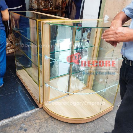 VITRINA-EXHIBIDOR-MOSTRADOR CURVO DE VIDRIO PARA JOYERIA